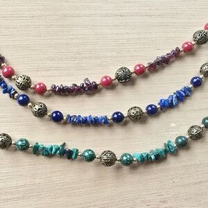 Vintage Lee Sands Gemstone Chip Necklace Set